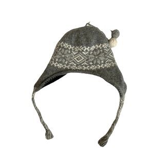 Icewear Iceland Wool Blend Winter Hat Fleece Lined Child Sm/Med Tassels Gray